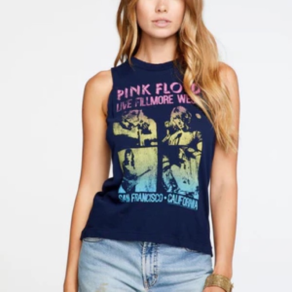 Chaser Brand Pink Floyd "Live Fillmore West" Graphic Sleeveless T-Shirt Navy
